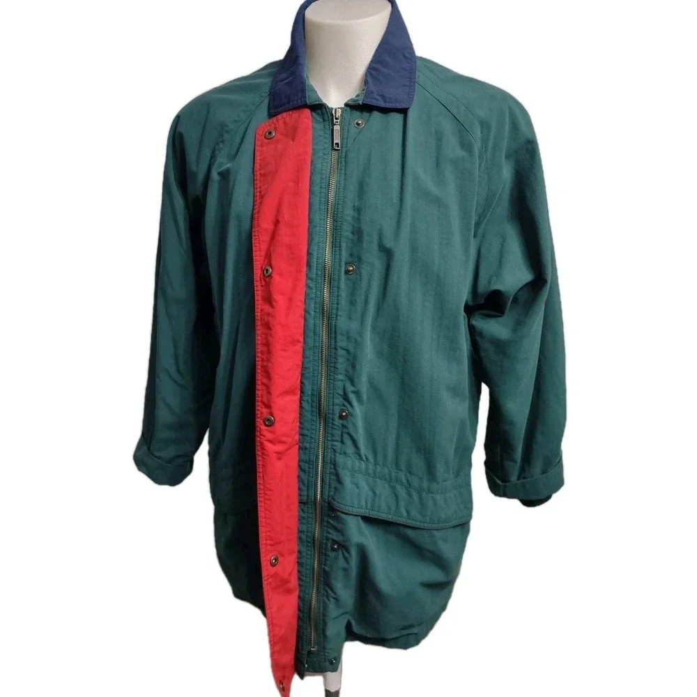 Vintage Eddie Bauer Jacket Men's Large Coat Lined Pockets-One Inside Zip Green